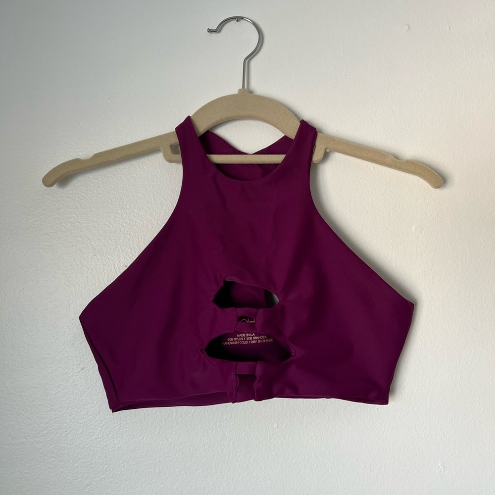 KAOHS purple high neck bikini top with cutout detail | size S